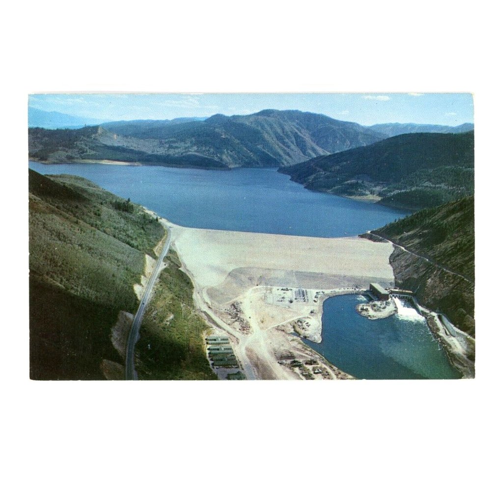 Vintage Postcard Upper Snake River Valley Idaho Palisades Dam Lake Bonneville